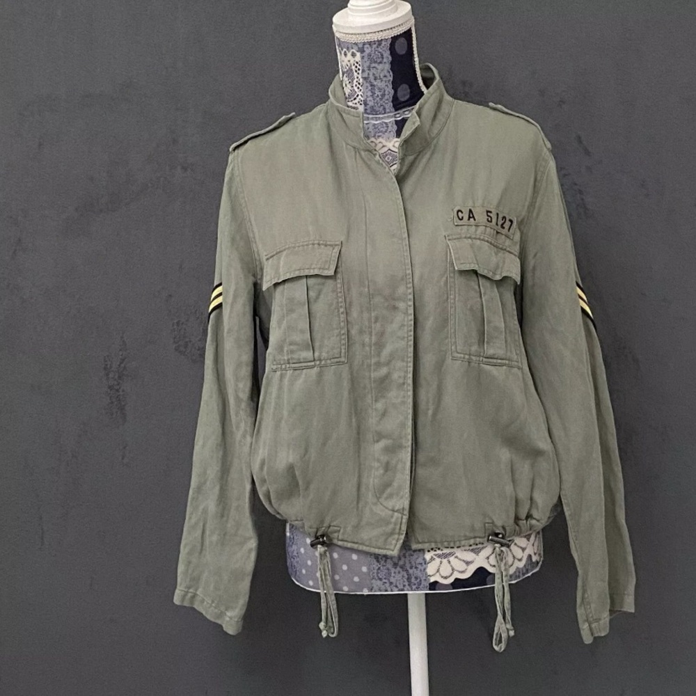 Rails Maverick Utility Jacket Womens S Linen Blend Button Down Sage Green Coat